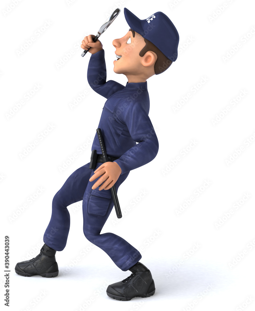 Fun 3D illustration of a cartoon Police Officer Fun 3D illustration of a cartoon Police Officer