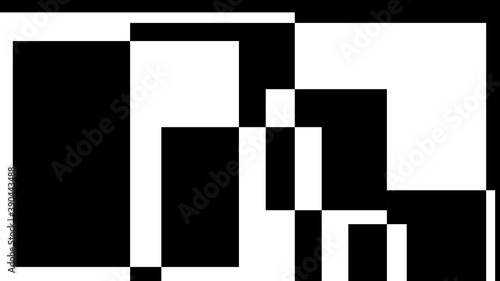 Simple minimal geometry background pattern with interacting black-and-white rectangles of different size