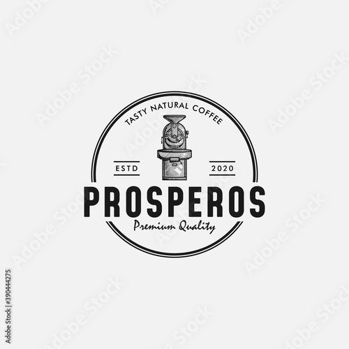 Coffee Roaster Vintage Hand Drawn Logo Design For Coffe Shop