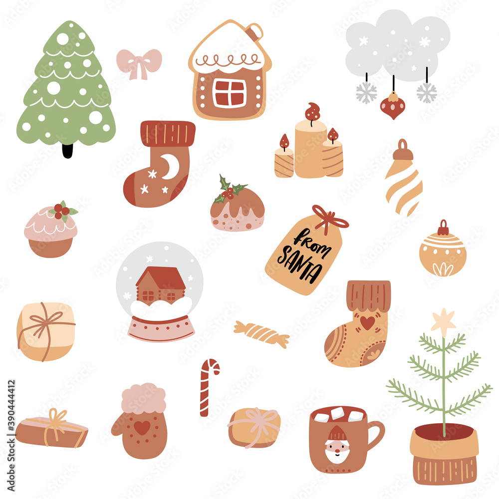 Collection of christmas elements isolated Collection of christmas elements isolated