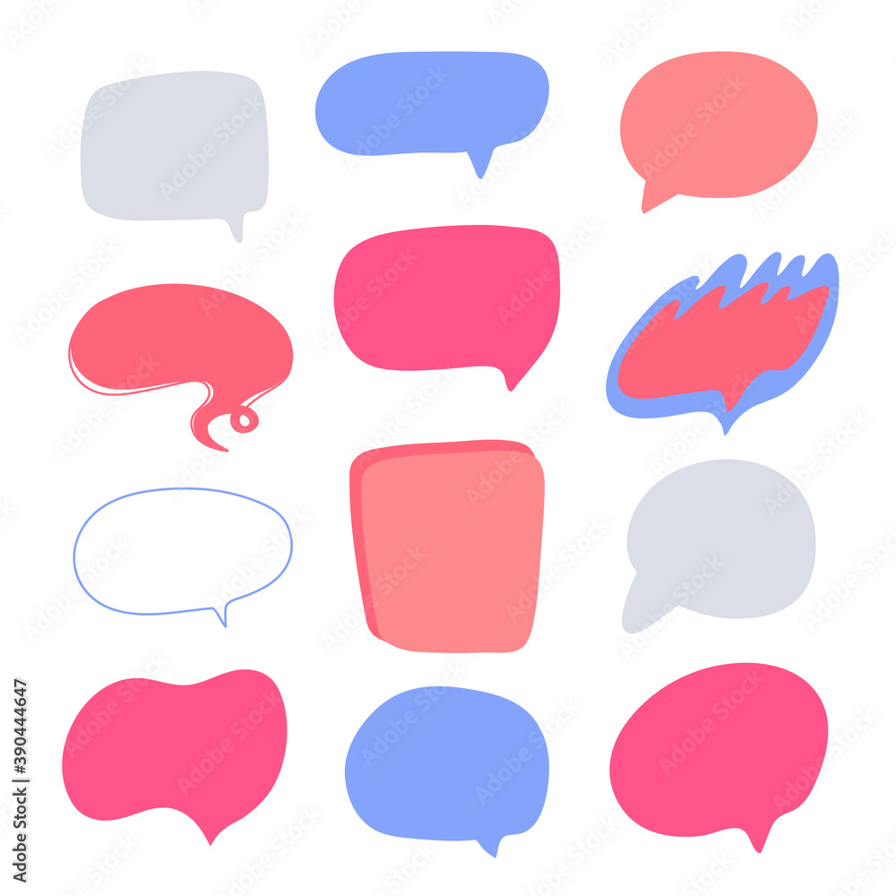 Speech bubbles for your banners design. Hand drawn template for social media content