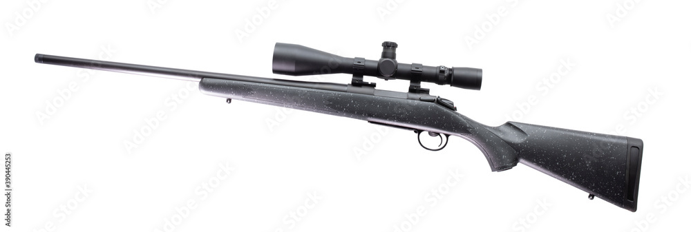 Bolt action rifle with a high powered scope Bolt action rifle with a high powered scope