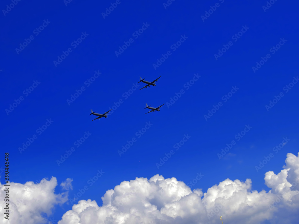 Russian military aircraft on a blue sky background Russian military aircraft on a blue sky background