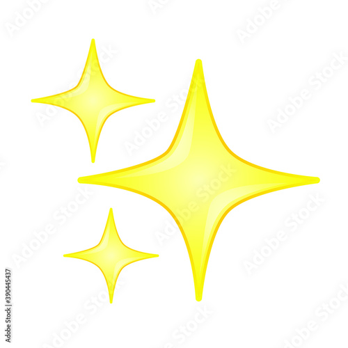 Gold Star Sparkles Emoji Icon Object Symbol Gradient Vector Art Design Cartoon Isolated Background.