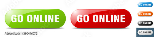 go online button. key. sign. push button set