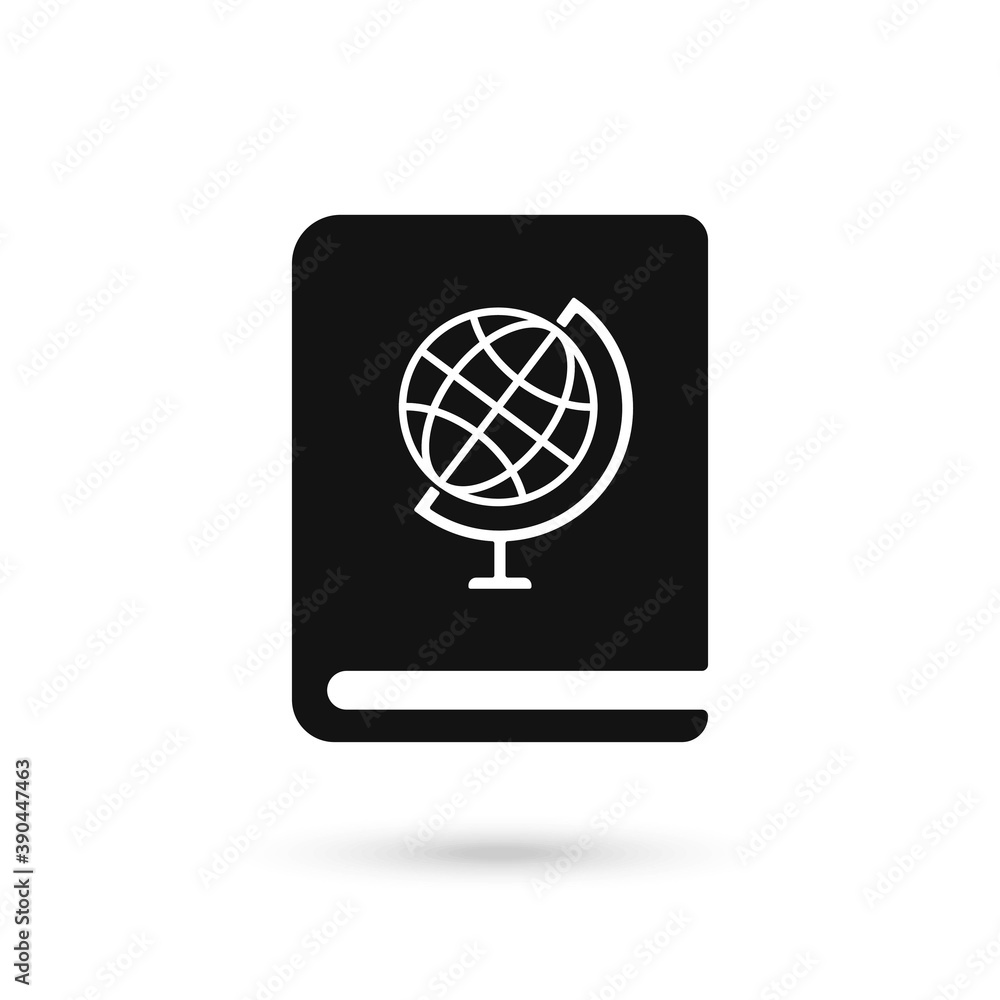 Geography book line icon. Book with globus vector icon. Symbol, logo illustration. Vector graphics Geography book line icon. Book with globus vector icon. Symbol, logo illustration. Vector graphics