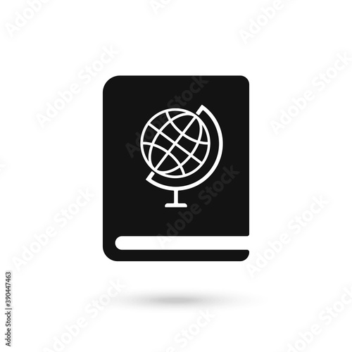 Geography book line icon. Book with globus vector icon. Symbol, logo illustration. Vector graphics