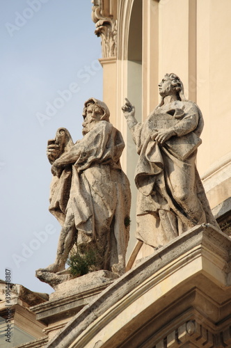Facade of Saint Mary of Loreto Church in Rome, Italy