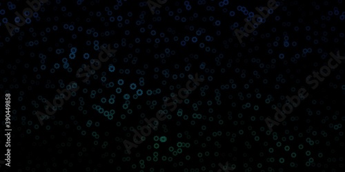 Dark blue, green vector background with bubbles.