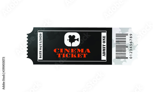Realistic mock up ticket cinema. Vector Design 