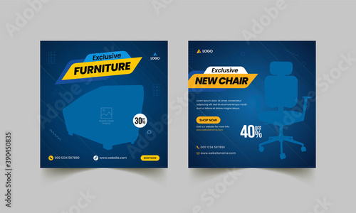 Furniture sale banner and home interior banner for social media post and digital marketing web banner template
