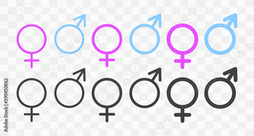 Male & Female Icon. Symbols of man and woman. Yin Yang