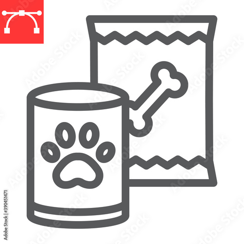 Pet food line icon, tin can and meal, dog food sign vector graphics, editable stroke linear icon, eps 10.