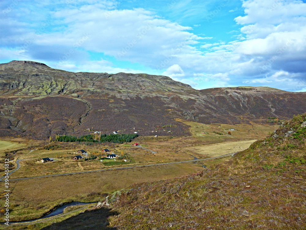 Iceland-outlook of the Haukadalur valley