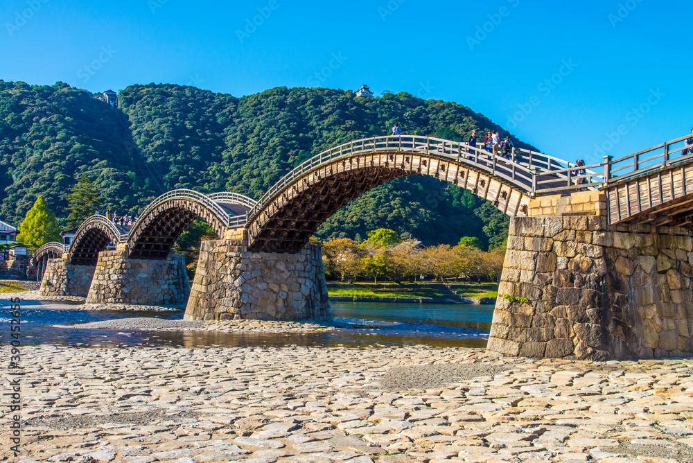 錦帯橋と岩国城 Stock Photo 