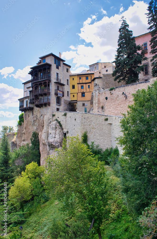 Monumental city of Cuenca with its hanging houses on steep wall