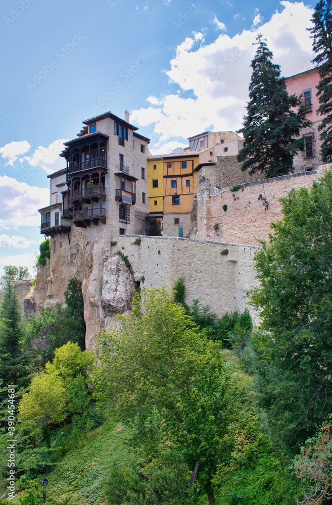 Monumental city of Cuenca with its hanging houses on steep wall Monumental city of Cuenca with its hanging houses on steep wall