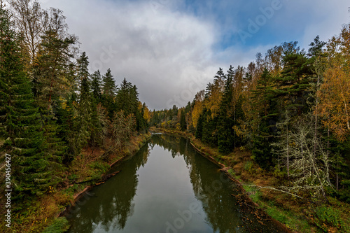 Plyussa river in autumn, Pskov region, Russia