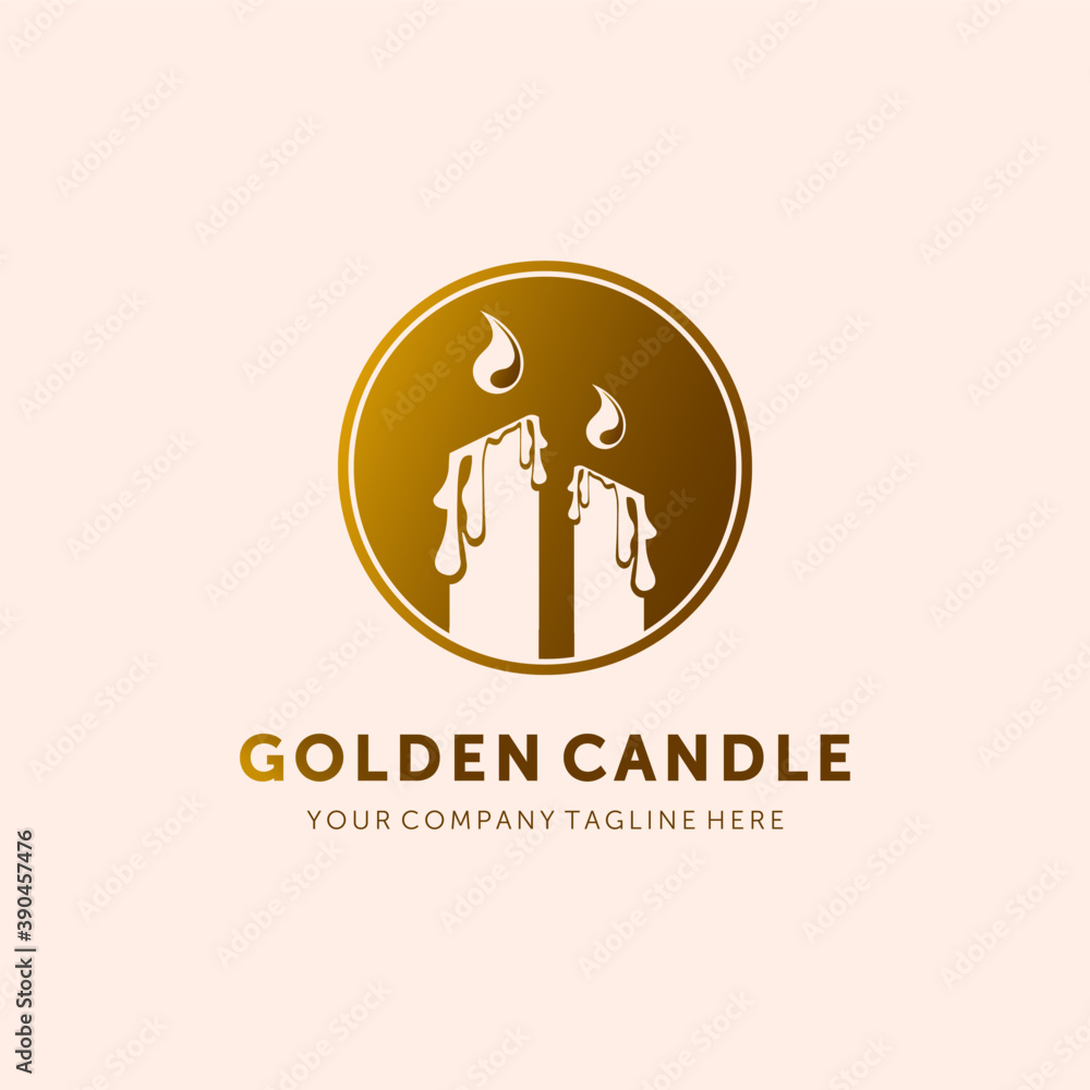 Golden Luxury Candle Logo Vector Template Illustration Design Golden Luxury Candle Logo Vector Template Illustration Design