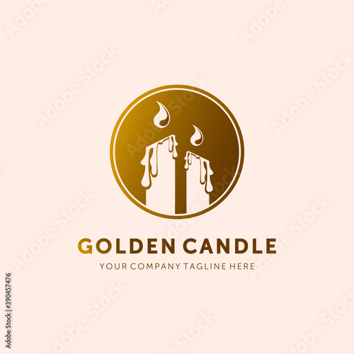 Golden Luxury Candle Logo Vector Template Illustration Design