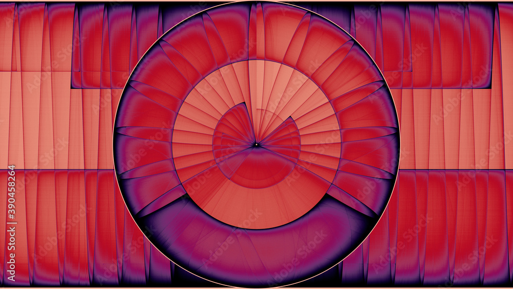 Fototapeta premium rendu d'un travail numérique sur le cercle ainsi que sur la naissance d'un rose géométrique colorée
