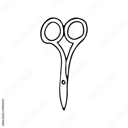 Doodle sewing scissor icon in vector. Hand drawn sewing scissor icon in vector. Scissor doodle illustration in vector.