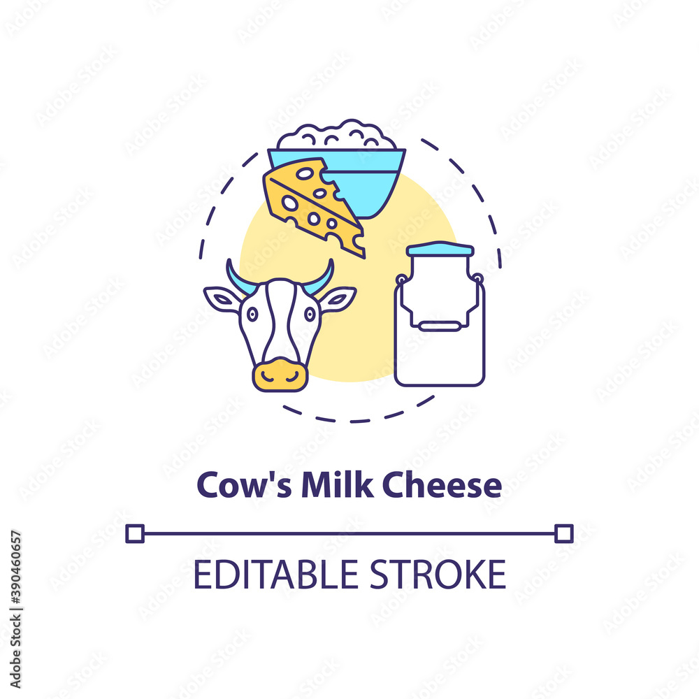 Cow milk cheese production concept icon. Manufacturing lactose product