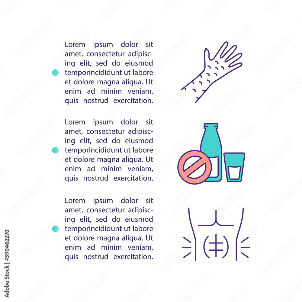 Lactose intolerance concept icon with text. Milk products. Dairy