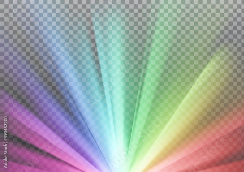 Rainbow colored rays with color spectrum flare