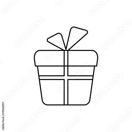 Vector drawing of a gift, gift box drawn with lines on a light background.