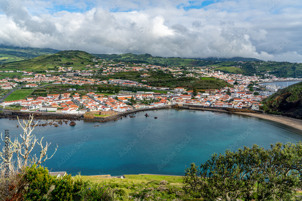 Azores, Island of Faial, view of the town of Horta. 