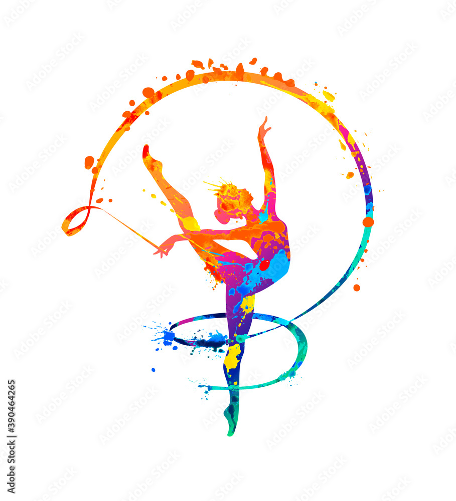 Gymnast with ribbon. Rhythmic Gymnastic. Vector drawing. 24542549 Vector  Art at Vecteezy