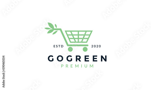 trolley line with  leaf   logo icon vector design