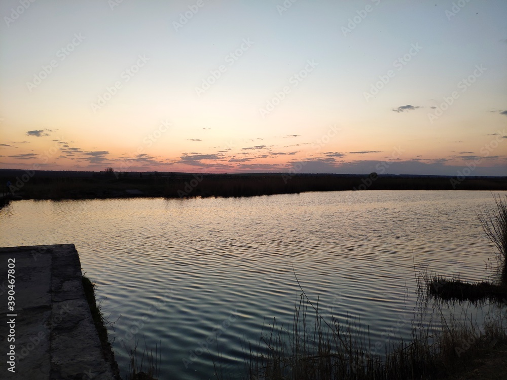 sunset over the river