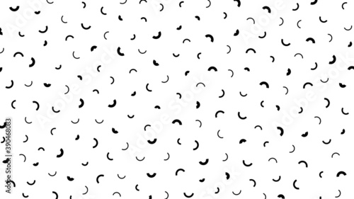 Abstract black and white memphis style vector pattern, minimalistic  geometric seamless half circles background. Geometric abstract icons pattern, simple vector design for banner, poster or cover