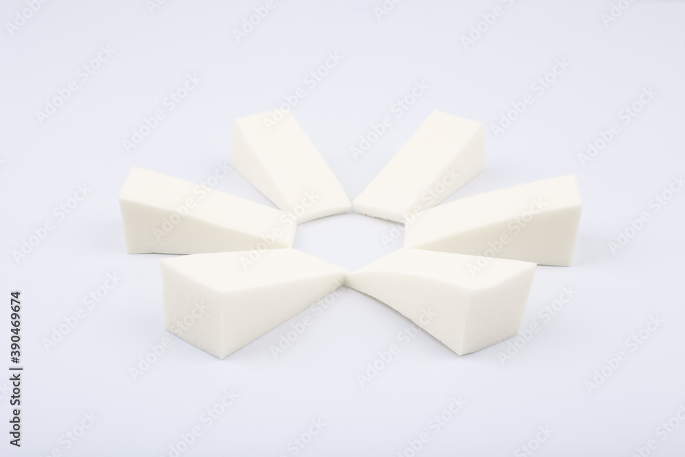 Triangle shape make up sponges isolated on white background Triangle shape make up sponges isolated on white background