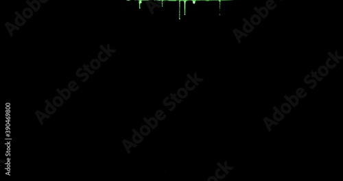 Green Slime Dripping In Black Background 