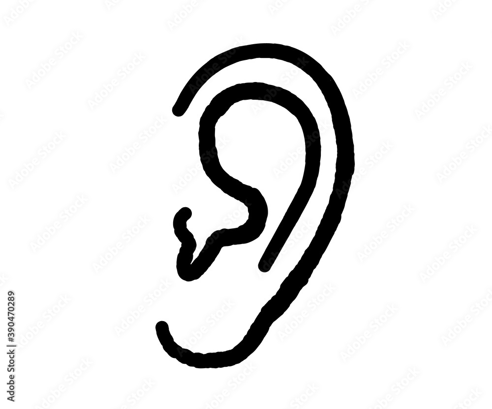 Ear on a white background. Symbol. Vector illustration.