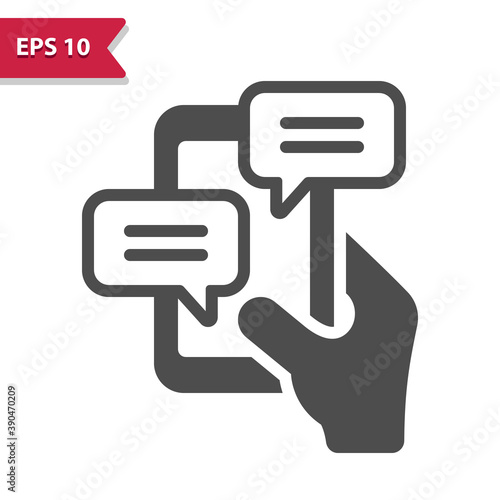 Hand Holding Mobile Phone With Chat Bubbles Icon