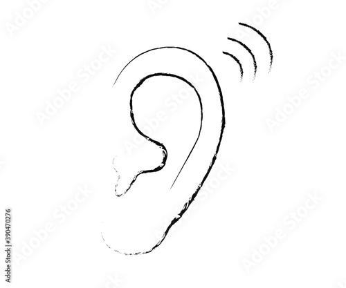 Ear on a white background. Symbol. Vector illustration.
