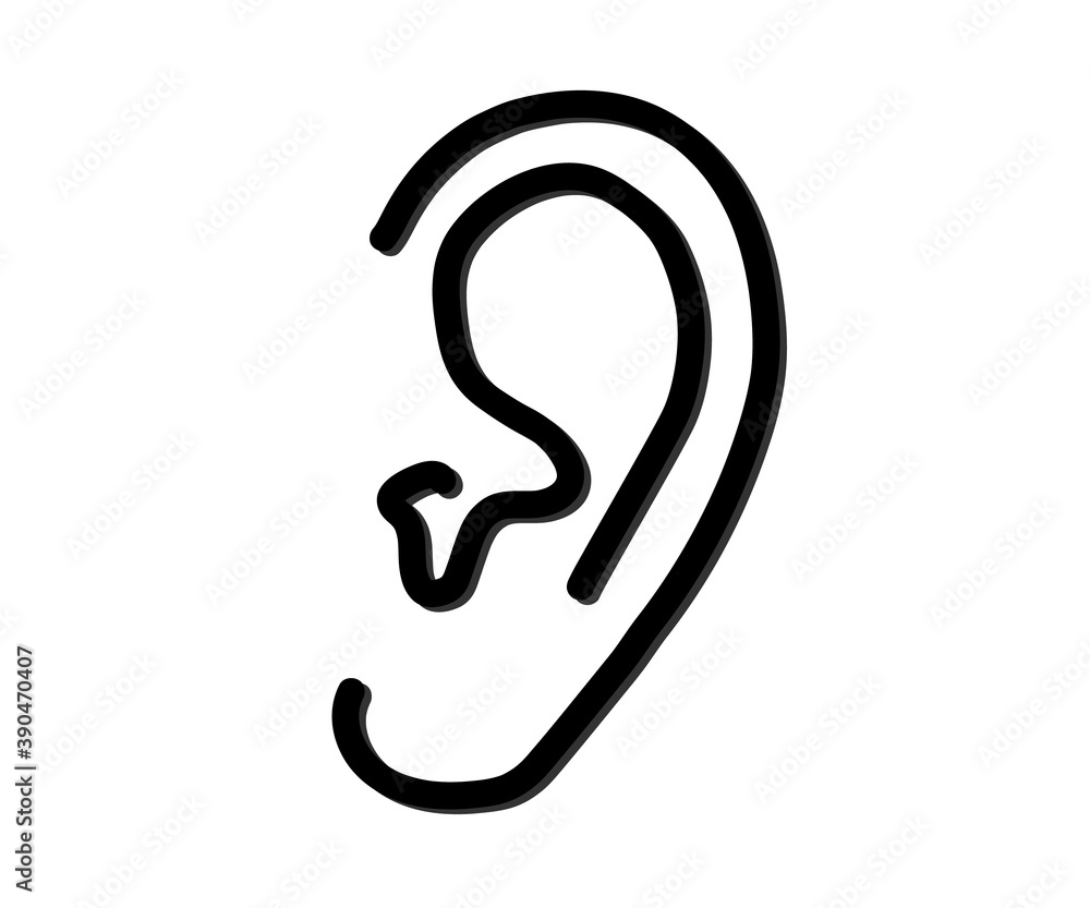 Ear on a white background. Symbol. Vector illustration. Ear on a white background. Symbol. Vector illustration.