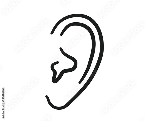 Ear on a white background. Symbol. Vector illustration.