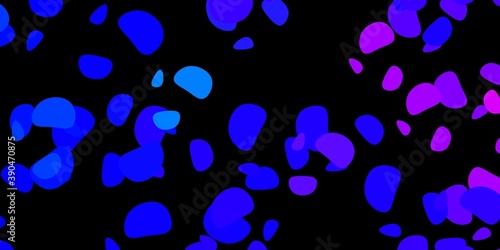 Dark pink  blue vector background with random forms.