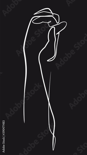 Concept of love continuous one line drawing. Doodle hand of lover holding each other vector illustration. Design of print clothes