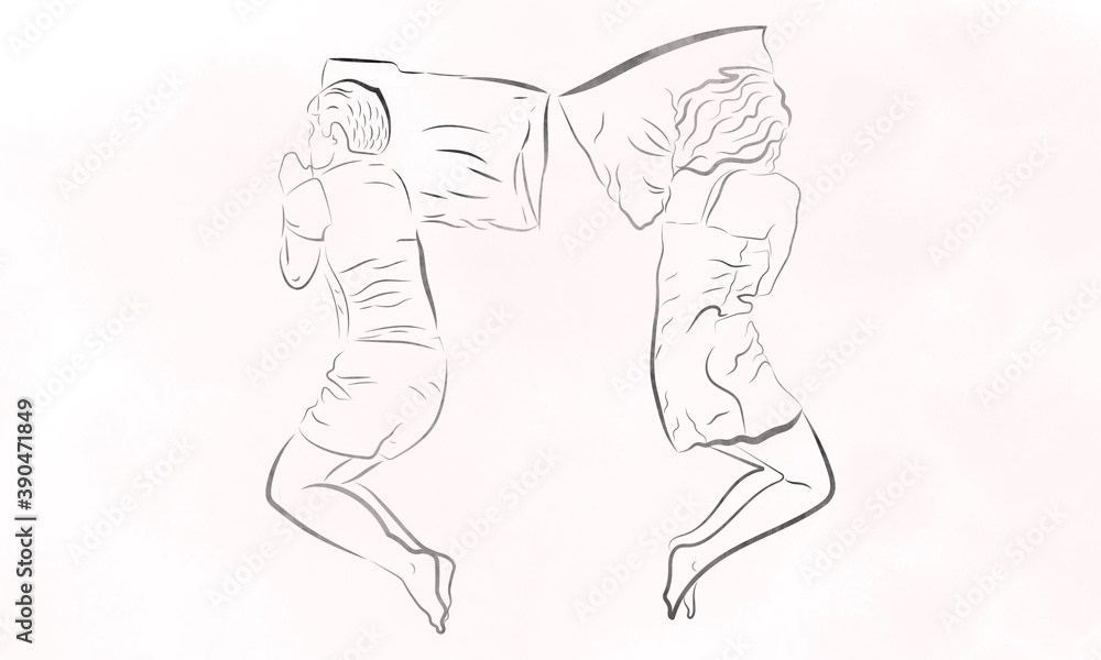 Fototapeta premium one couple sleeping together over on the bed.