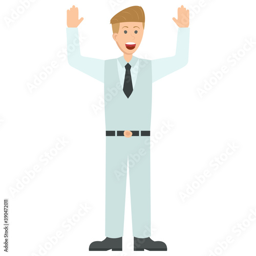 
Delighted businessman expressing his emotions 
