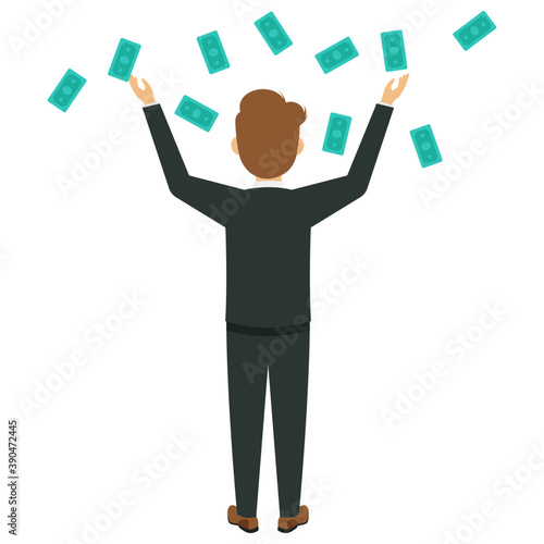 
Delighted businessman expressing his emotions 
