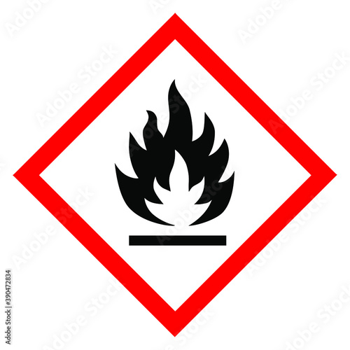 Hazard Communication Pictogram. Flame. Warning. Vector illustration.