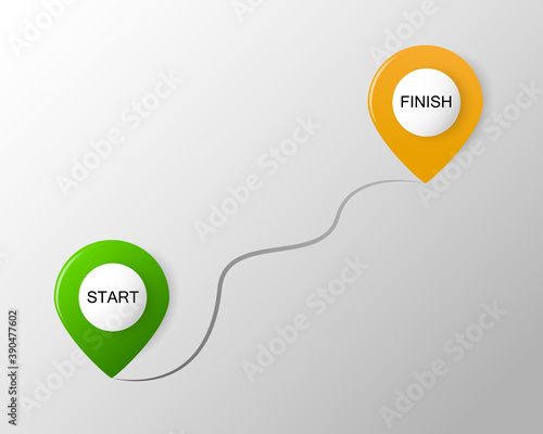 Two pointers with text start and finish - Vector