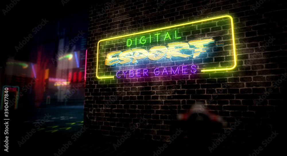 Obraz premium Cyberpunk style intro with Esport gaming theme